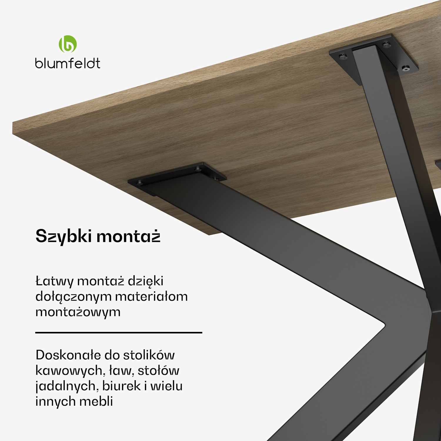 UrbanFodge TRIPLE X nogi do stołu, nowoczesny design, idealne do projektów DIY, nośność 200 kg 68 x 71 x 120 cm