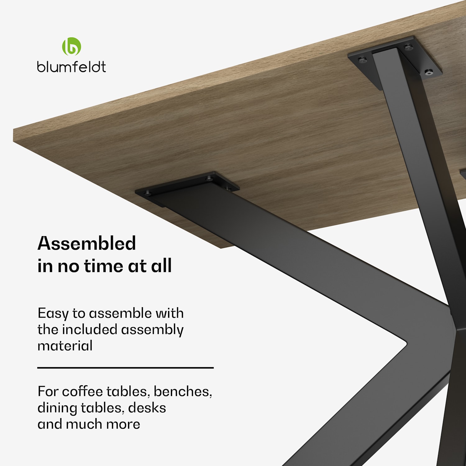 UrbanFodge TRIPLE X table legs | modern design | for DIY projects | 200 kg load capacity 68 x 71 x 120 cm