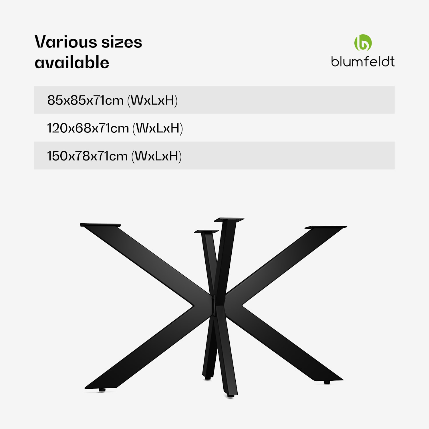 UrbanFodge TRIPLE X table legs | modern design | for DIY projects | 200 kg load capacity 68 x 71 x 120 cm