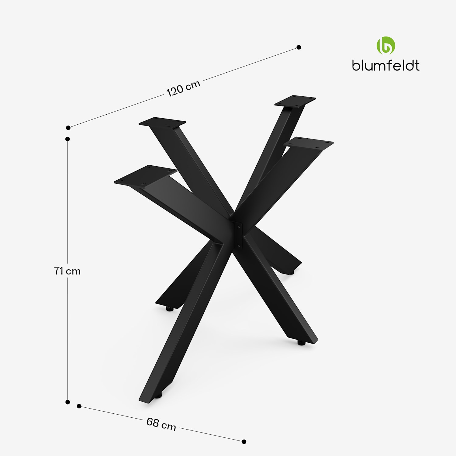 UrbanFodge TRIPLE X nogi do stołu, nowoczesny design, idealne do projektów DIY, nośność 200 kg 68 x 71 x 120 cm