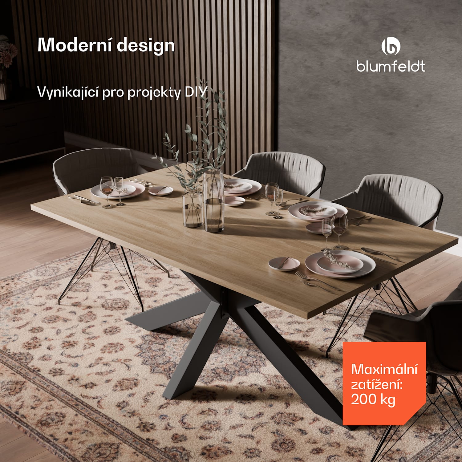 UrbanFodge TRIPLE X nohy stolu, moderní design, pro projekty DIY, nosnost 200 kg 78 x 71 x 150 cm