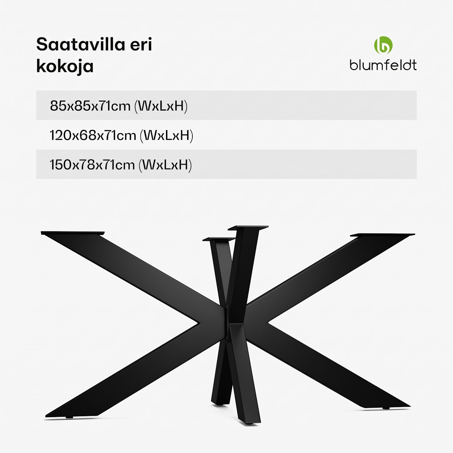 UrbanFodge TRIPLE X -pöydänjalat | moderni muotoilu | tee se itse -projekteihin | 200 kg kantavuus 78 x 71 x 150 cm