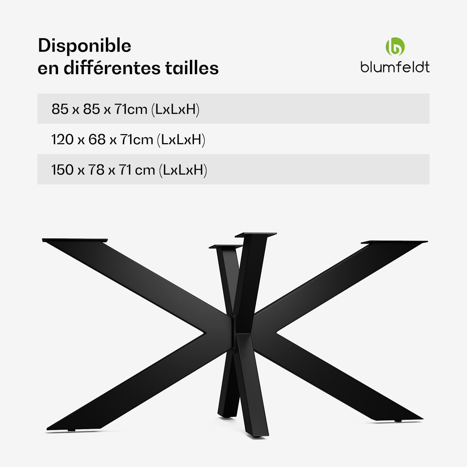 UrbanFodge TRIPLE X tafelpoten | modern design | voor DHZ projecten | 200 kg draagkracht 78 x 71 x 150 cm