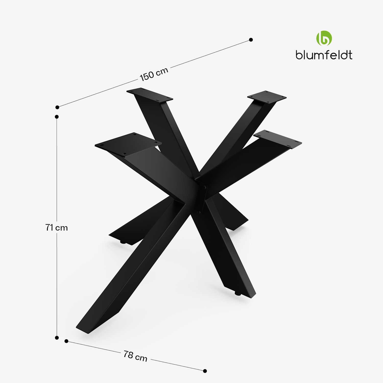 Pés de mesa UrbanFodge TRIPLE X | design moderno | para projeto DIY | capacidade para 200 kg 78 x 71 x 150 cm
