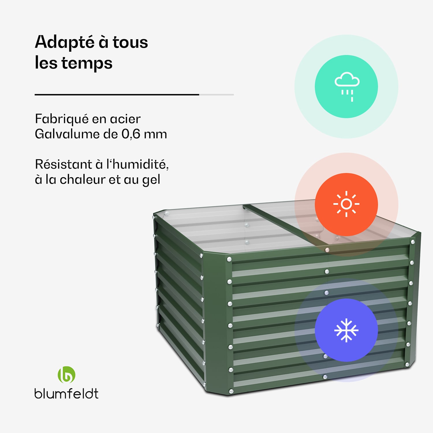 High Grow Straight Potager surélevé | 600 L | Ergonomique | Résistant aux intempéries | Structure de fond ouverte 100 x 100 x 60 cm | Vert