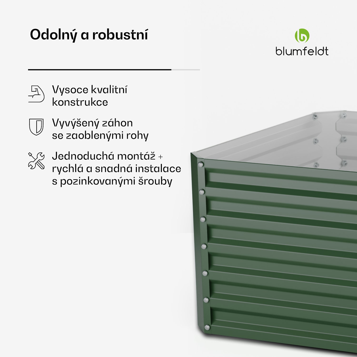 Vyvýšený záhon High Grow Straight, 1200 l, Ergonomické, Odolné vůči povětrnostním vlivům, Otevřená základna 200 x 100 x 60 cm | Zelená