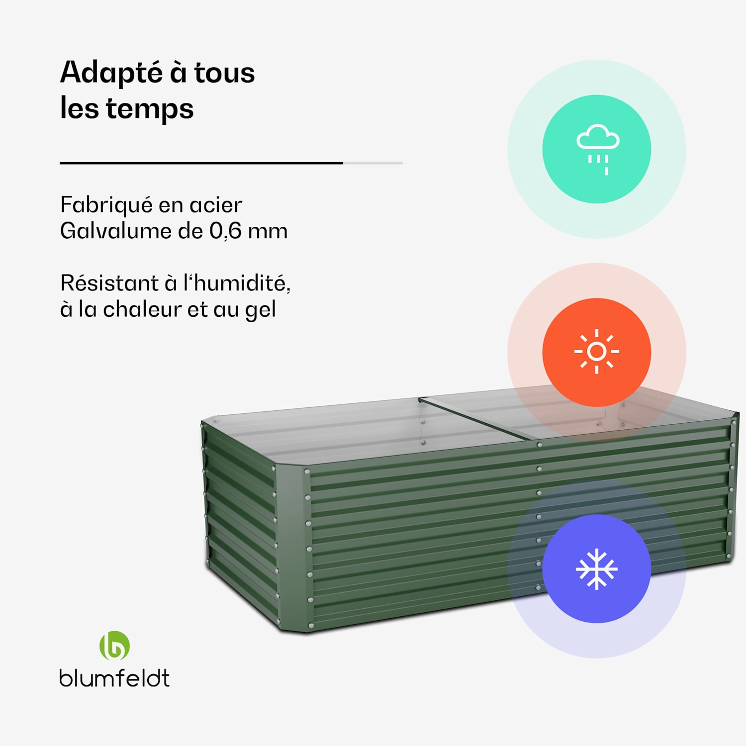 High Grow Straight Potager surélevé | 1200 L | Ergonomique | Résistant aux intempéries | Structure de fond ouverte 200 x 100 x 60 cm | Vert
