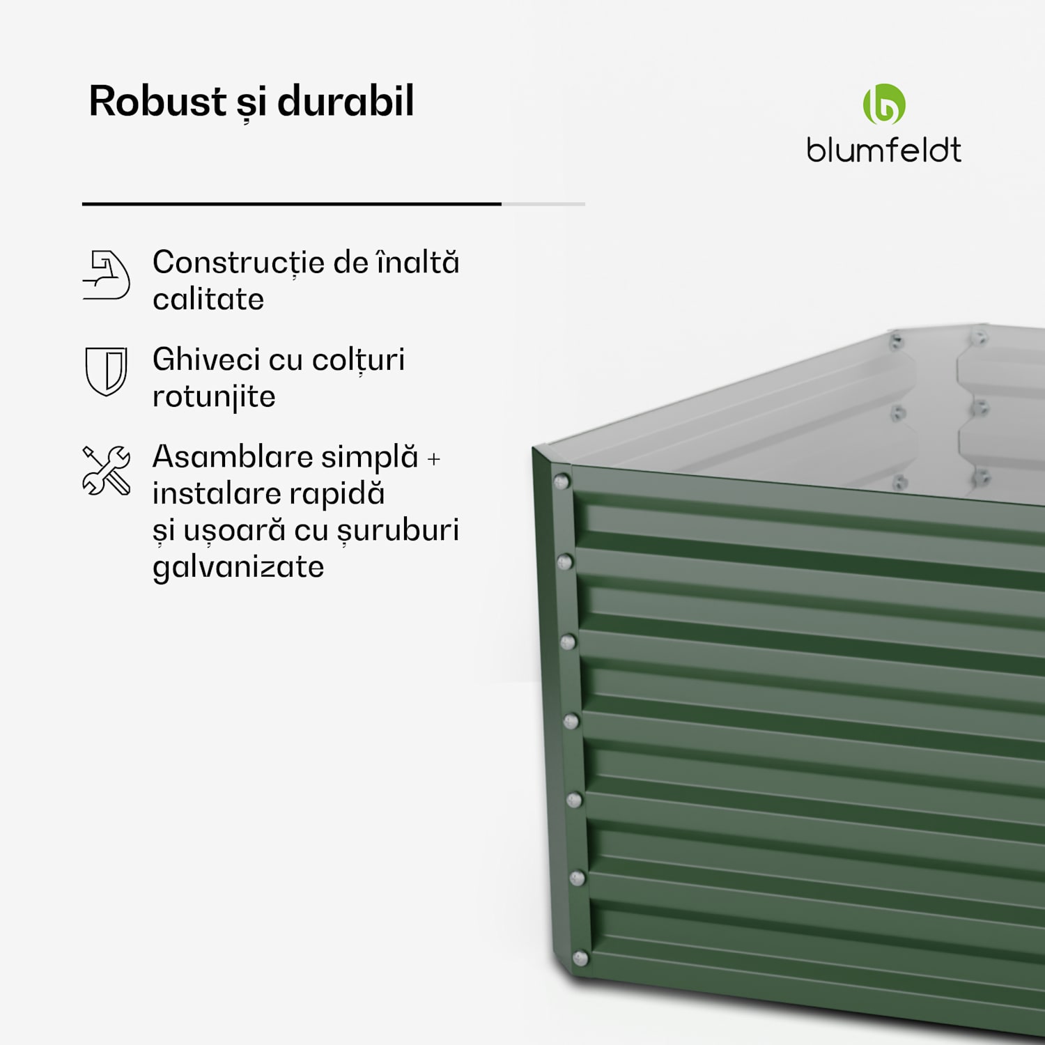 High Grow Straight ghiveci, 1200 L, Ergonomic, Rezistent la intemperii, Bază deschisă 200 x 100 x 60 cm | Verde