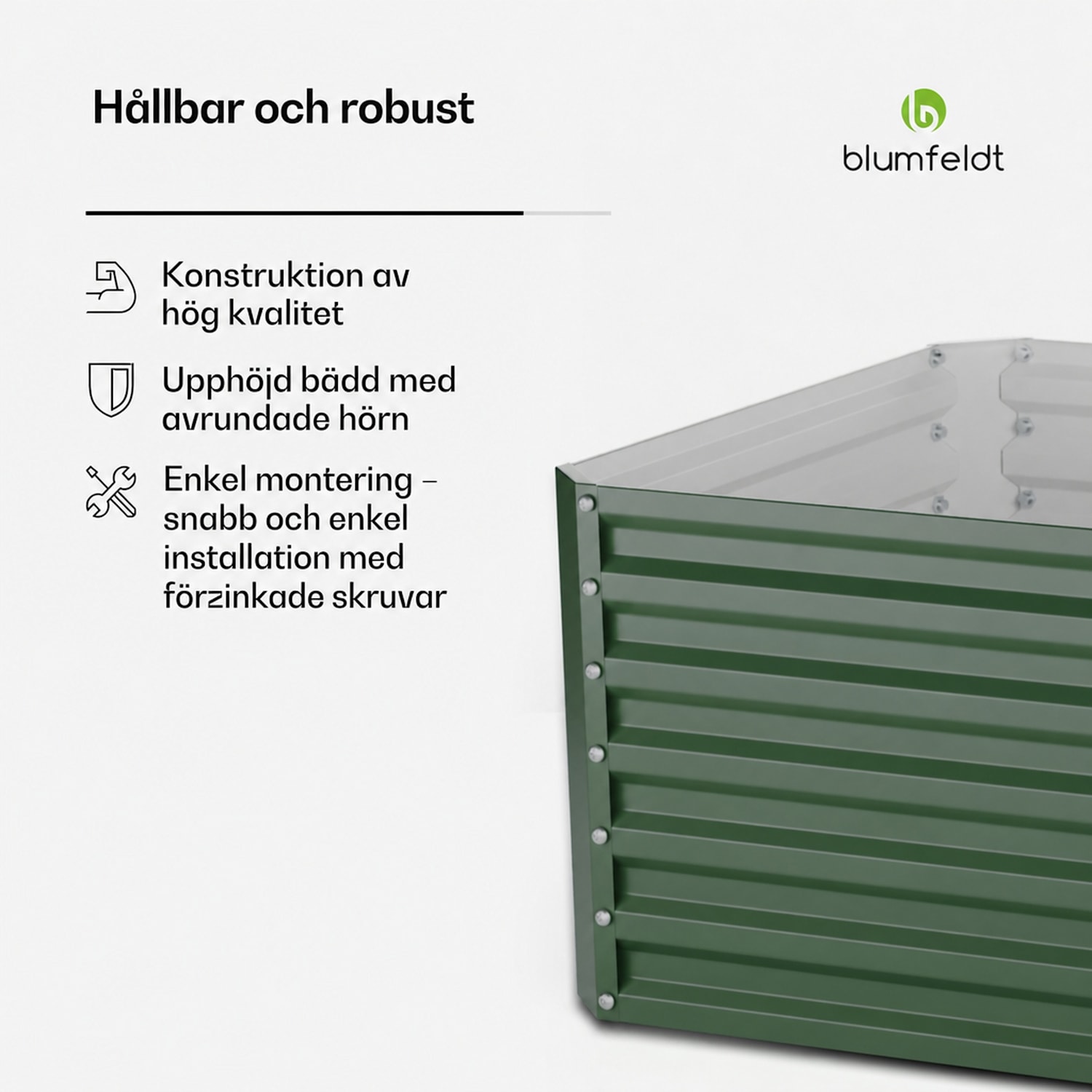 High Grow Straight pallkrage | 1200 L | Ergonomisk | Vädertålig | Öppen bottenstruktur 200 x 100 x 60 cm | Grön