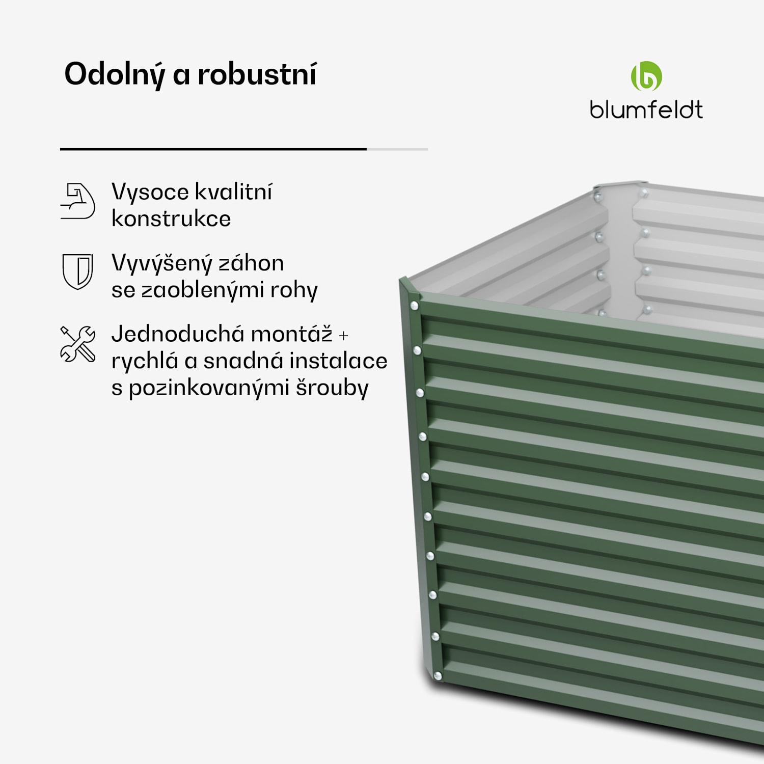 Vyvýšený záhon High Grow Straight, 1800 l, Ergonomické, Odolné vůči povětrnostním vlivům, Otevřená základna 200 x 100 x 90 cm | Zelená