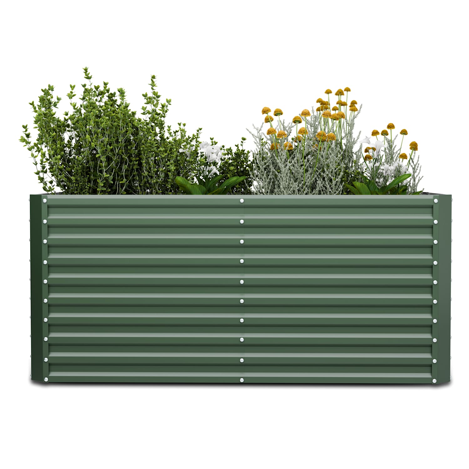 High Grow Straight Hochbeet | 1.800 L | Ergonomisch | Wetterfest | offene Bodenstruktur 200 x 100 x 90 cm | Grün