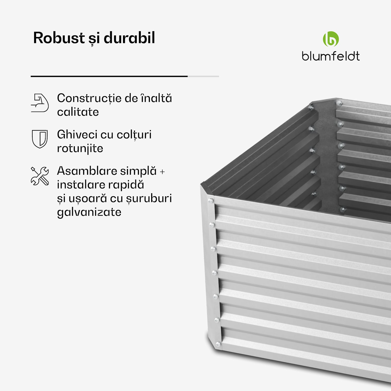 High Grow Straight ghiveci, 1440 L, Ergonomic, Rezistent la intemperii, Bază deschisă 240 x 100 x 60 cm | Argintiu