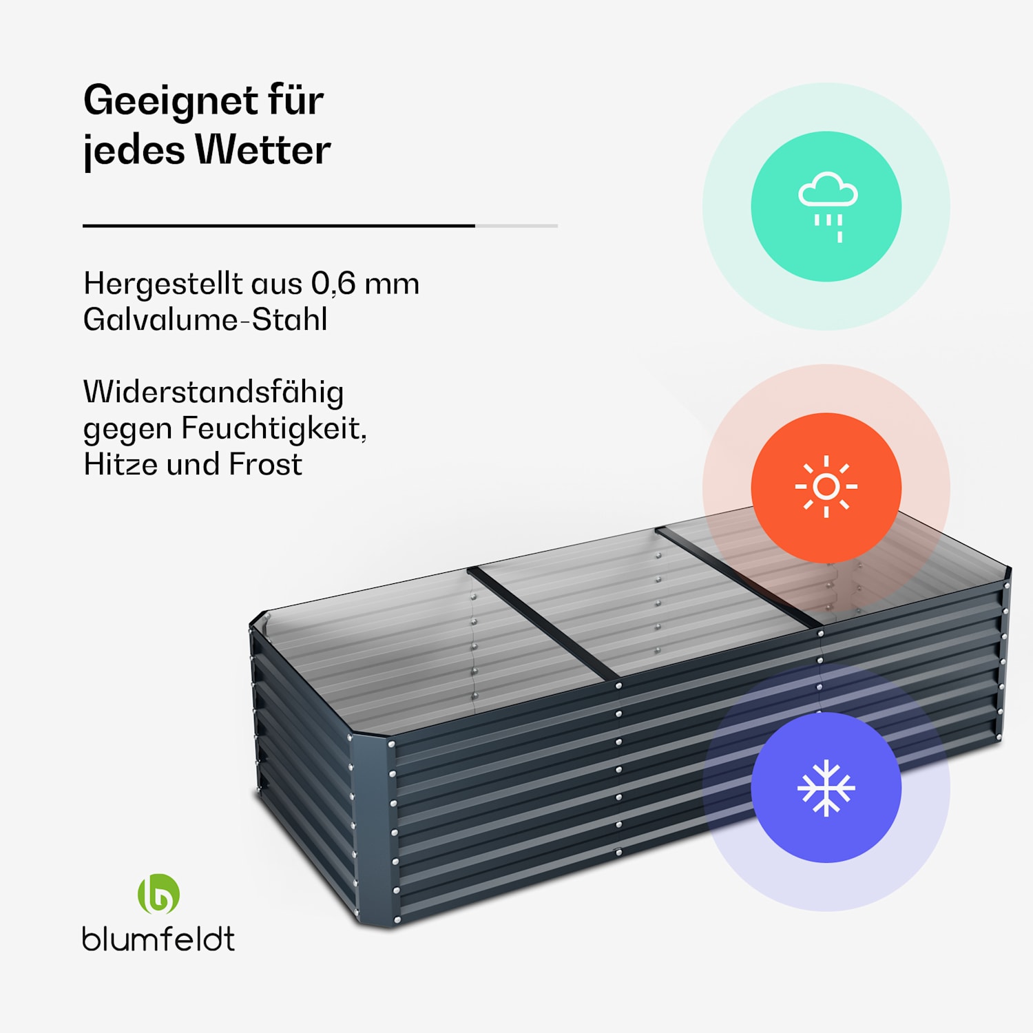 High Grow Straight Hochbeet | 1.440 L | Ergonomisch | Wetterfest | offene Bodenstruktur 240 x 100 x 60 cm | Anthrazit