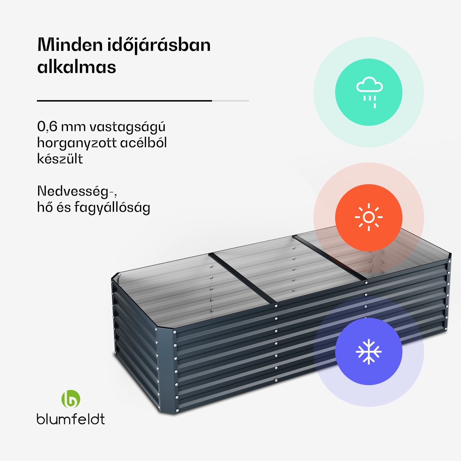 High Grow Straight magaságyás, 1440 L, Ergonomikus, Időjárásálló, Nyitott alap 240 x 100 x 60 cm | Antracit