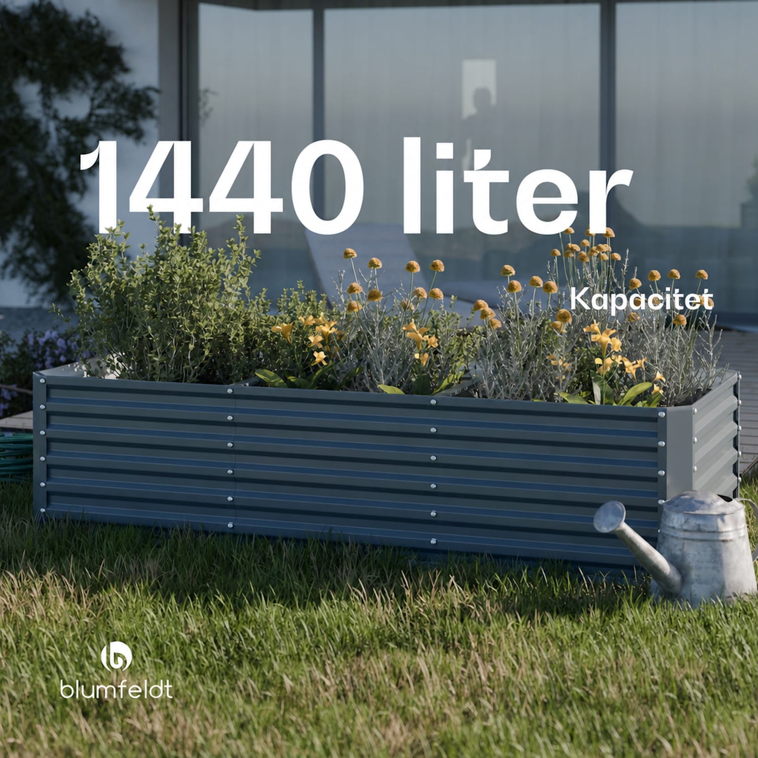High Grow Straight pallkrage | 1440 L | Ergonomisk | Vädertålig | Öppen bottenstruktur 240 x 100 x 60 cm | Antracit