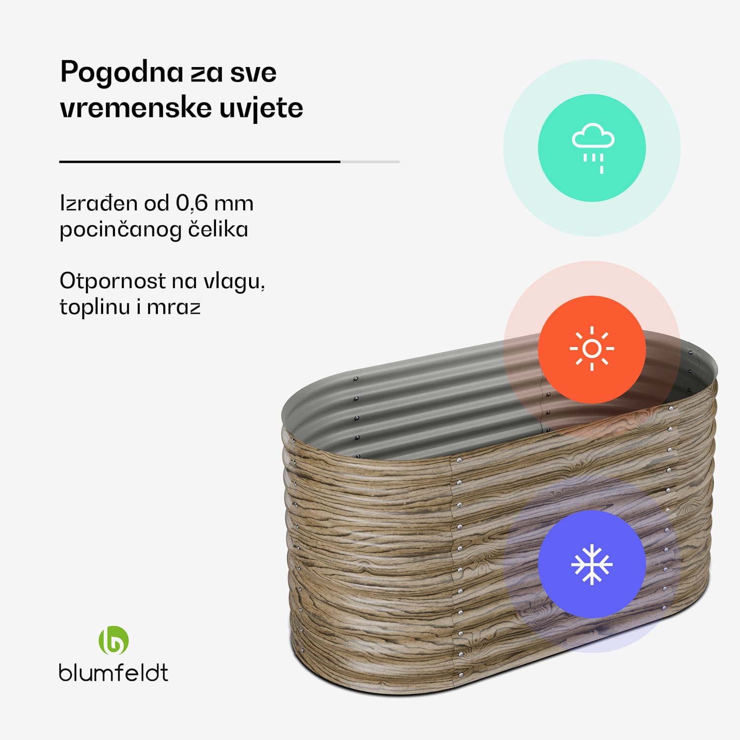 High Grow povišeni krevet, 913 L| Ergonomski, Otporan na vremenske uvjete, Ovalni 160 x 80 x 80 cm | Drveni izgled