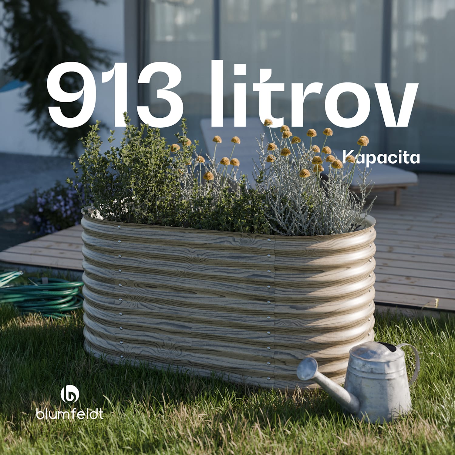 High Grow vyvýšený záhon, 913 L, Ergonomický, Odolný voči poveternostným vplyvom, Oválny 160 x 80 x 80 cm | Drevený vzhľad