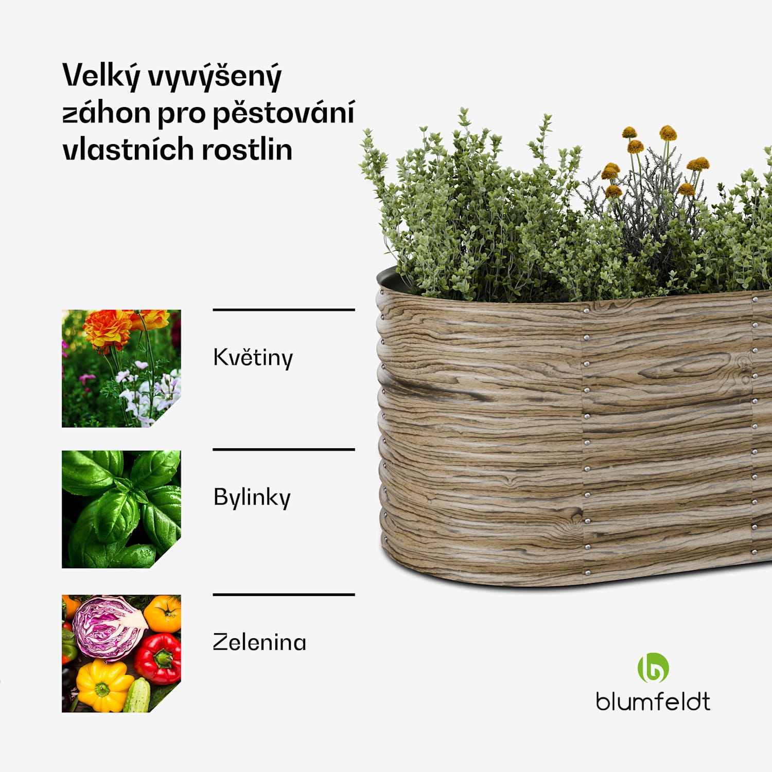 High Grow Straight vyvýšený záhon, 1169 l, Ergonomický, Odolný vůči povětrnostním vlivům, Ovál 