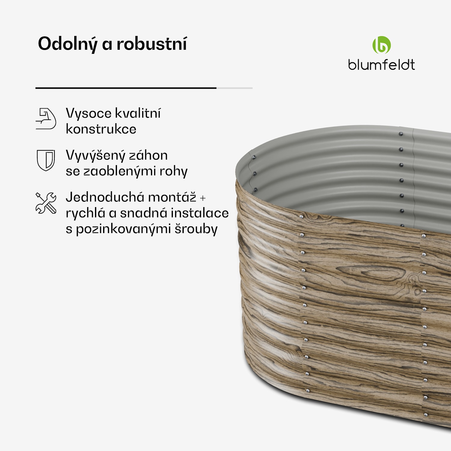 High Grow Straight vyvýšený záhon, 1169 l, Ergonomický, Odolný vůči povětrnostním vlivům, Ovál 