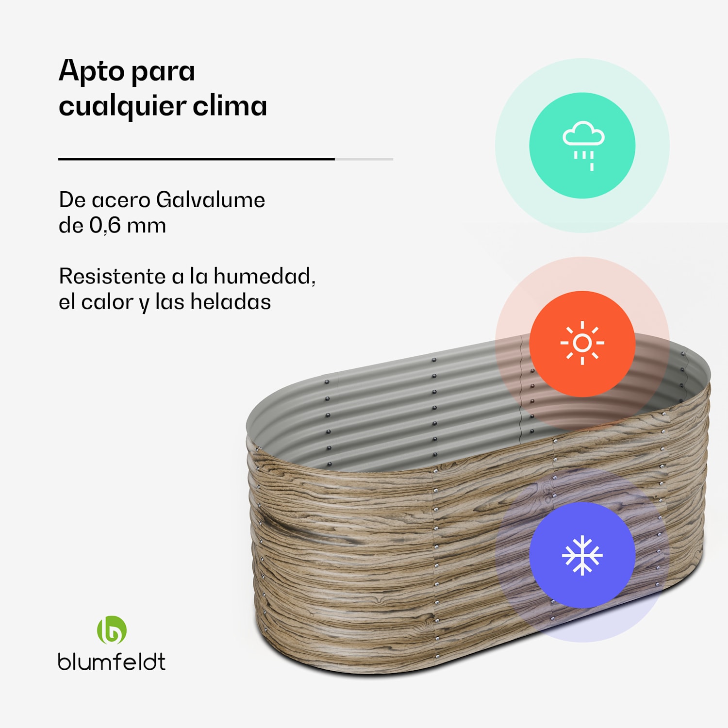 Lecho elevado recto High Grow | 1.169 L | Ergonómico | Resistente a la intemperie | Estructura de base abierta 