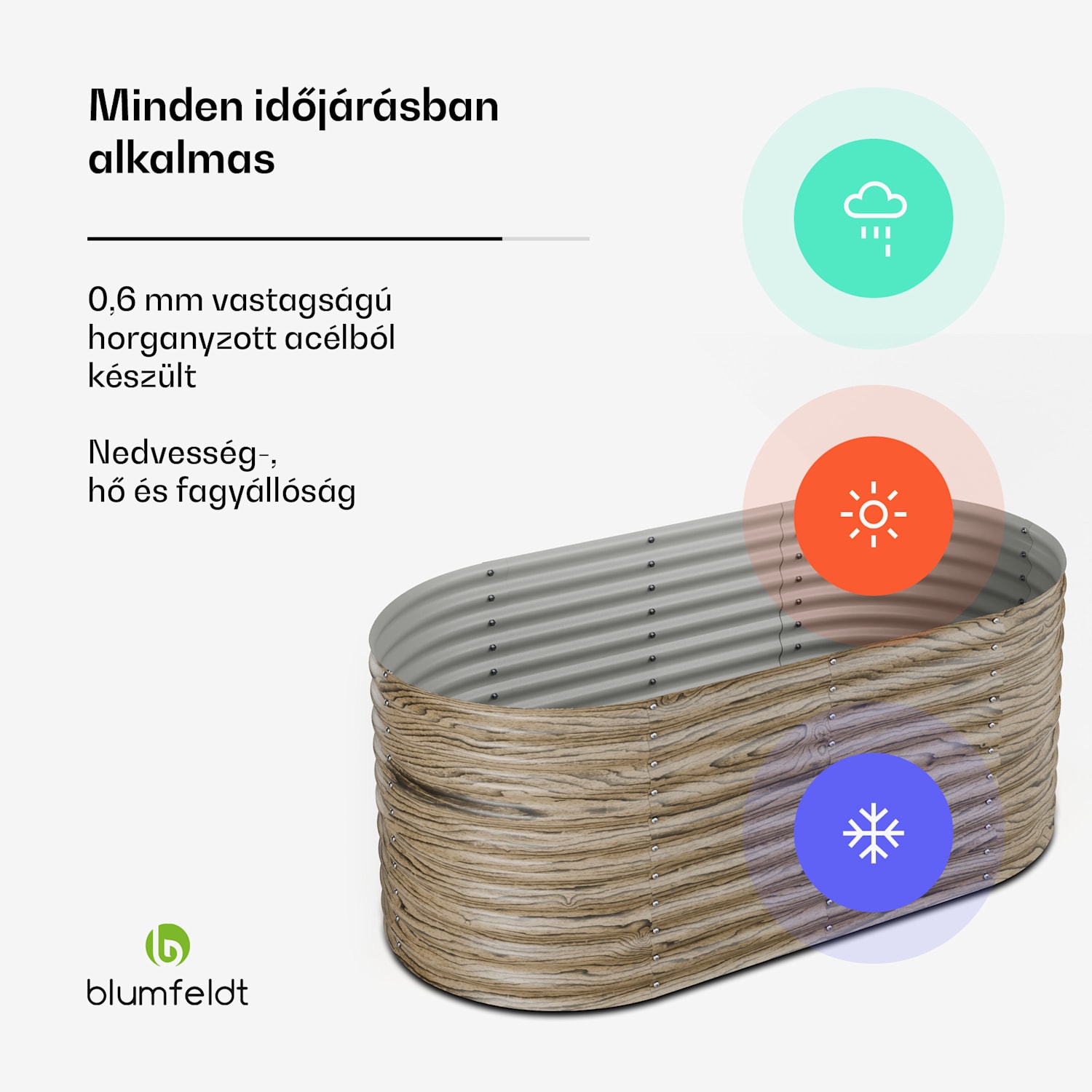 High Grow magaságyás, 1169 L, Ergonomikus, Időjárásálló, Ovális 200 x 100 x 80 cm | Fa megjelenés