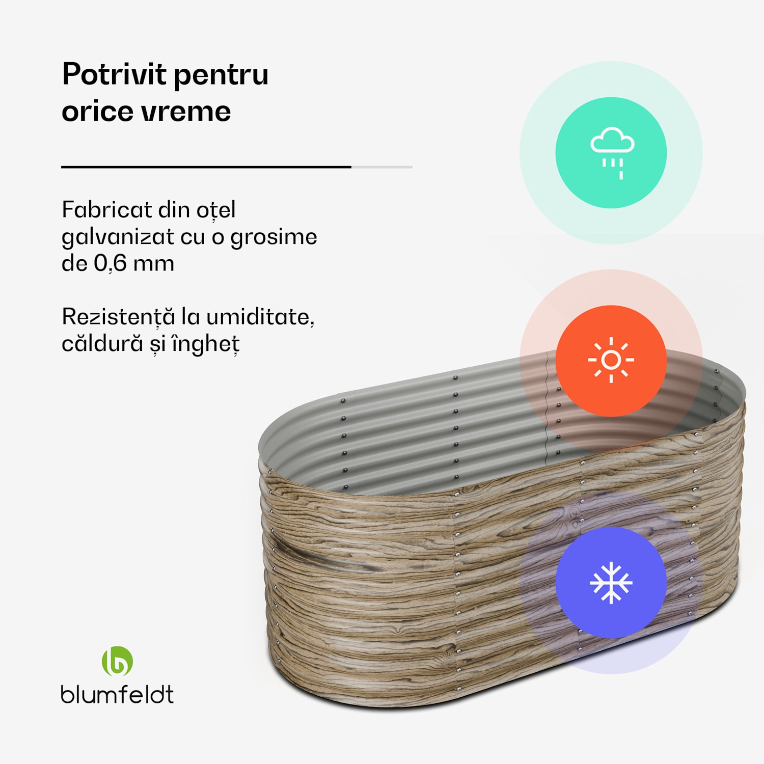 High Grow ghiveci, 1169 L, Ergonomic, Rezistent la intemperii, Bază deschisă 