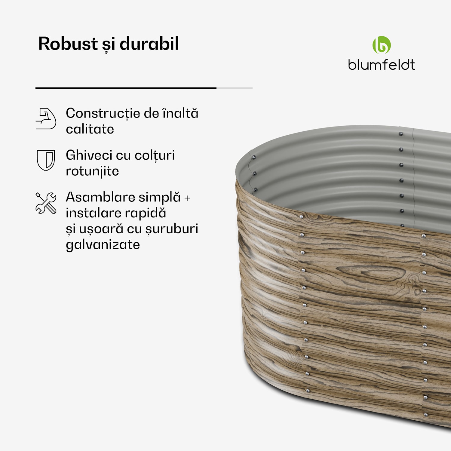 High Grow ghiveci, 1169 L, Ergonomic, Rezistent la intemperii, Bază deschisă 