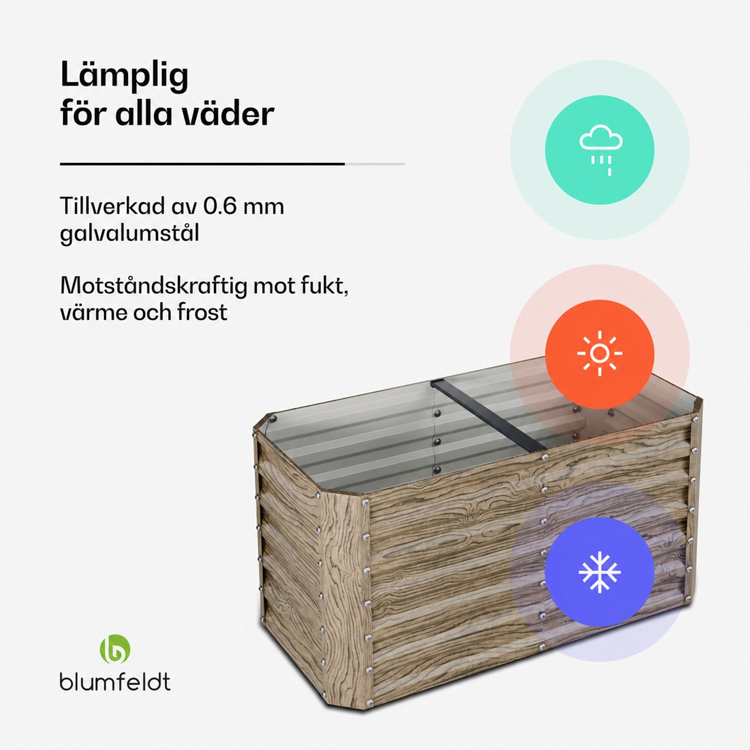 High Grow Straight pallkrage | 432 L | Ergonomisk | Vädertålig | Öppen bottenstruktur 120 x 60 x 60 cm | Trälook