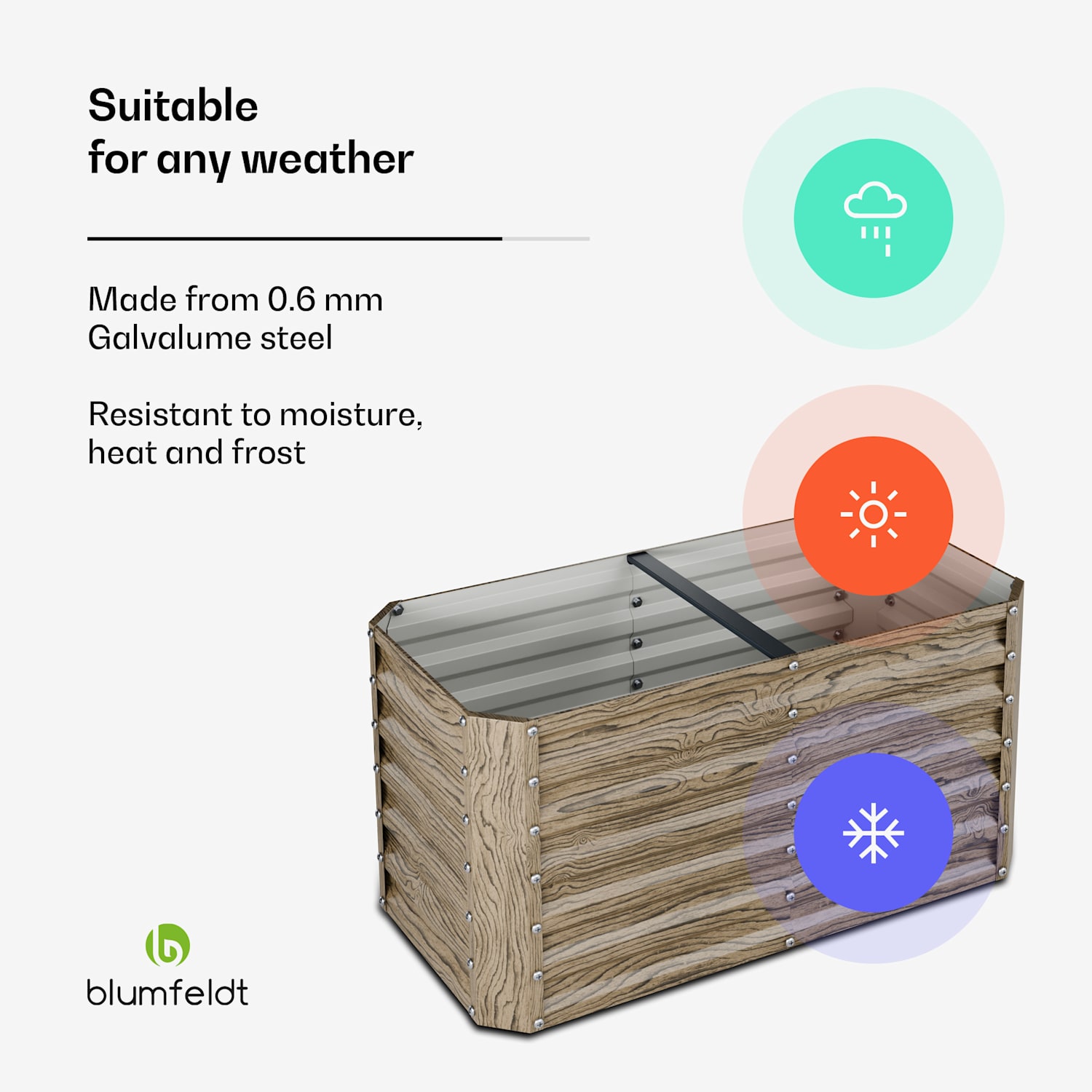 High Grow Straight raised bed | 432 L | ergonomic | weatherproof | open base structure 120 x 60 x 60 cm | Wood look