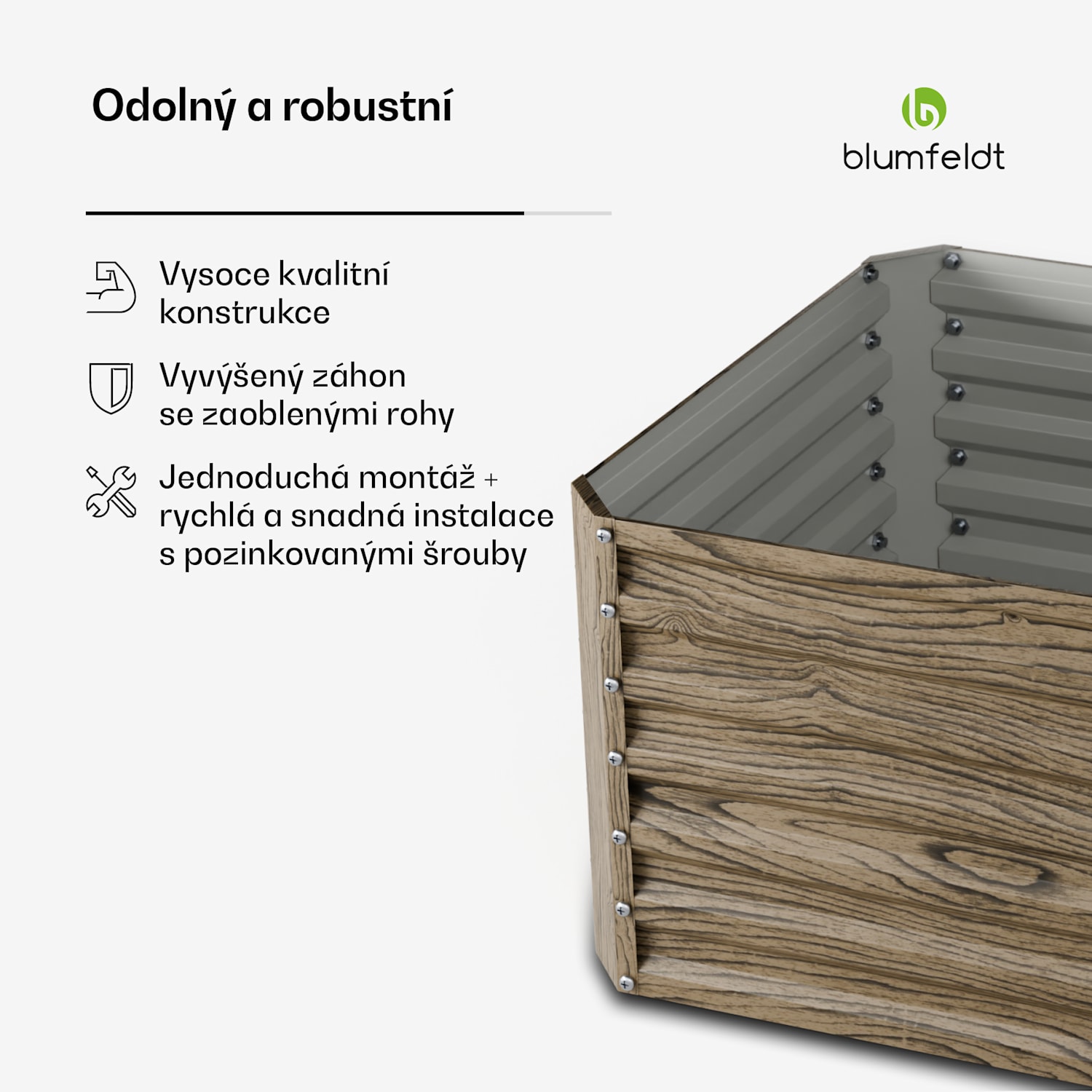 High Grow Straight vyvýšený záhon, 972 L, Ergonomický, Odolný vůči povětrnostním vlivům, Otevřená základna 