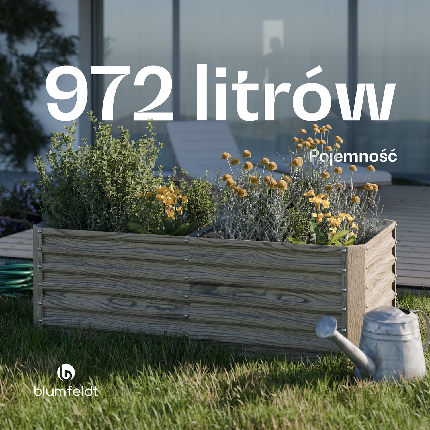High Grow Straight grządka podwyższona, 972 l, ergonomiczna, odporna na warunki atmosferyczne, otwarte dno 
