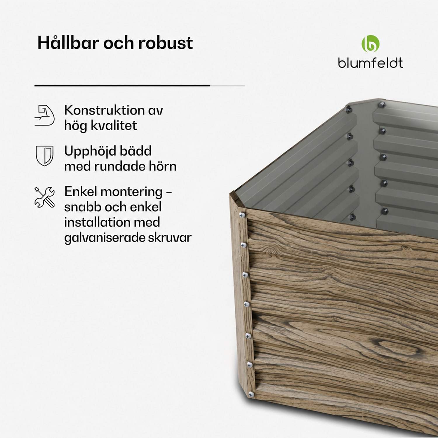High Grow Straight pallkrage | 972 L | Ergonomisk | Vädertålig | Öppen bottenstruktur 180 x 90 x 60 cm | Trälook