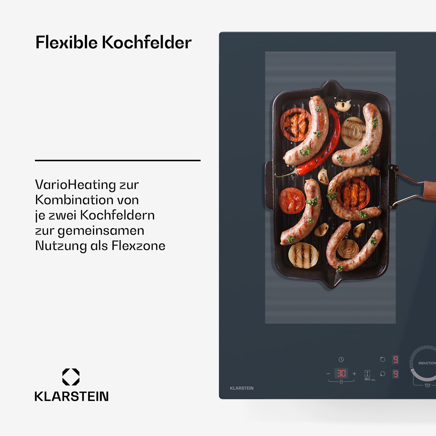 Delicatessa 60 Hybrid Einbaukochfeld | 7000 W | Flexzone | Booster | Induktion Hybrid | 60 cm | Antracite