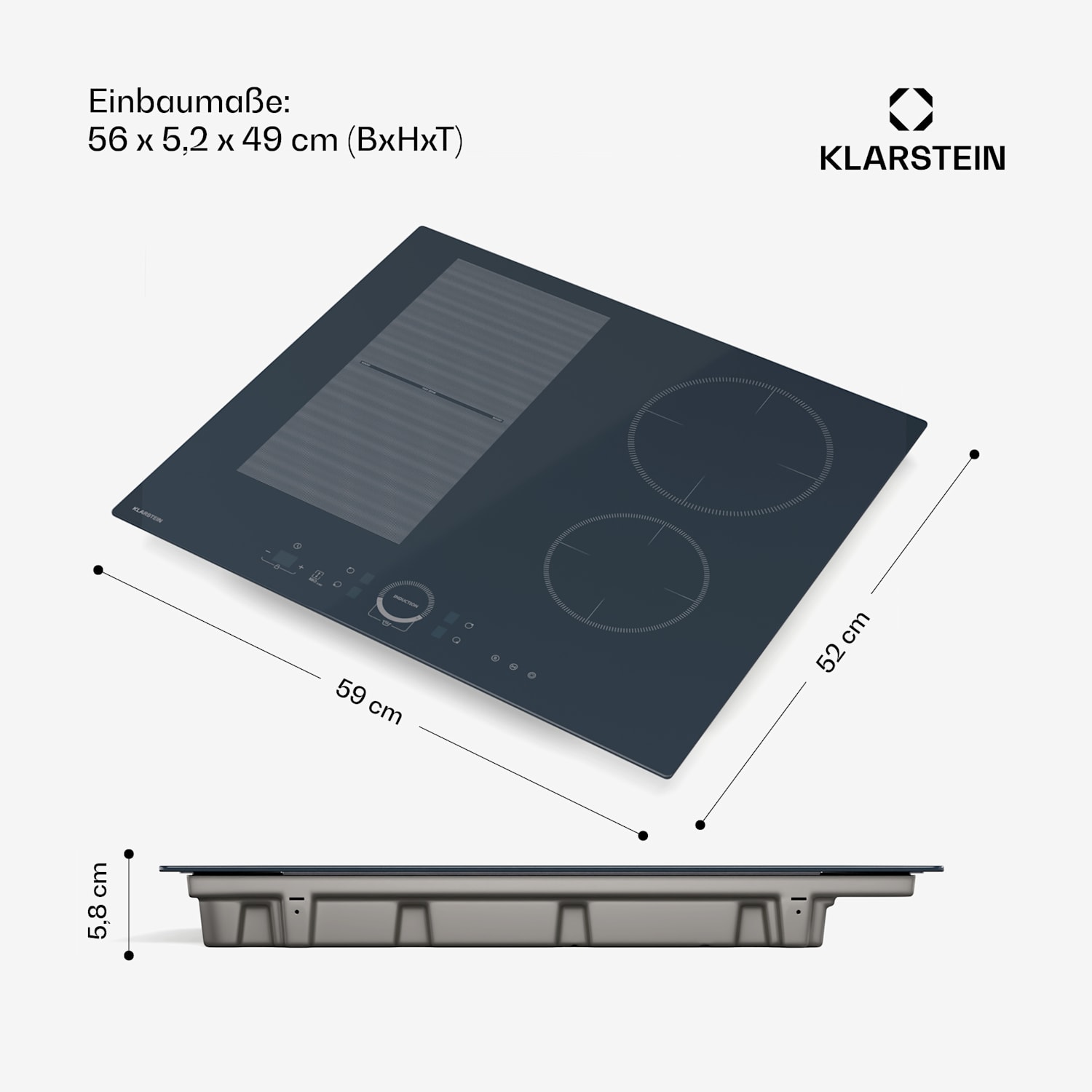 Delicatessa 60 Hybrid Einbaukochfeld | 7000 W | Flexzone | Booster | Induktion Hybrid | 60 cm | Antracite