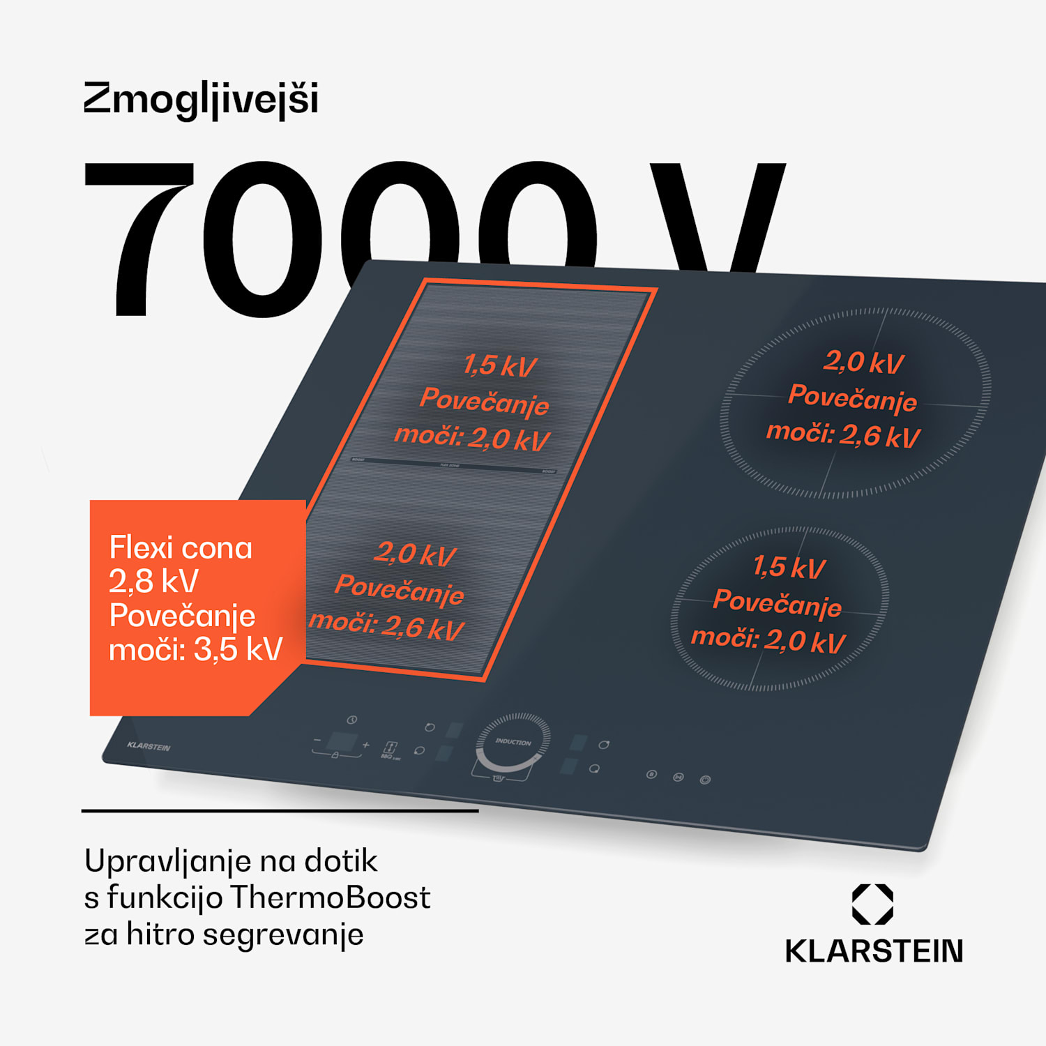 Delicatessa 60 Hybrid vgradna indukcijska kuhalna plošča, 7000 W, Flexi cona, Booster, Indukcija Hybrid | 60 cm | Antracit