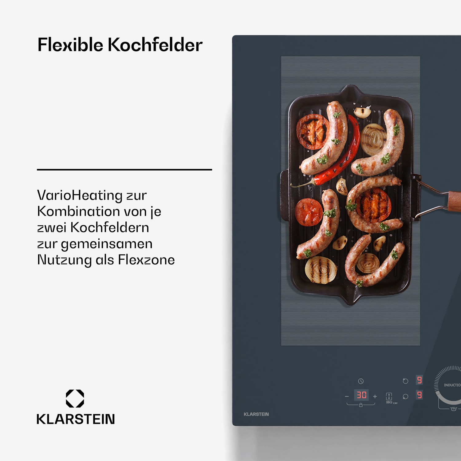 Delicatessa 60 Flex Einbaukochfeld | 7000 W | Flexzone | Booster | Induktion Flex | 60 cm | Antracite