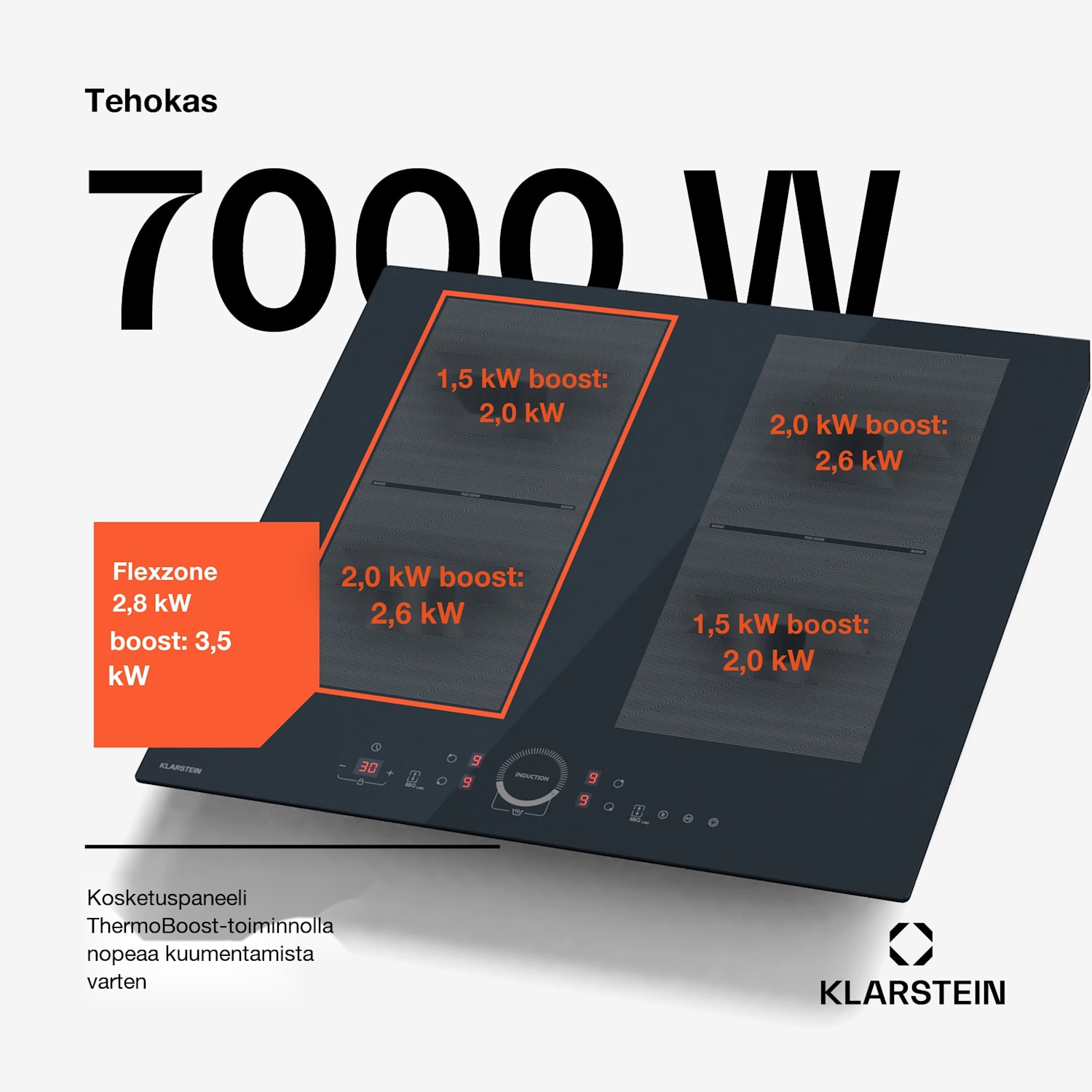 Delicatessa 60 Flex integroitava liesi | 7000 W | joustava alue | turbo | induktio 60 cm | 2 Joustoaluetta | Antrasiitti