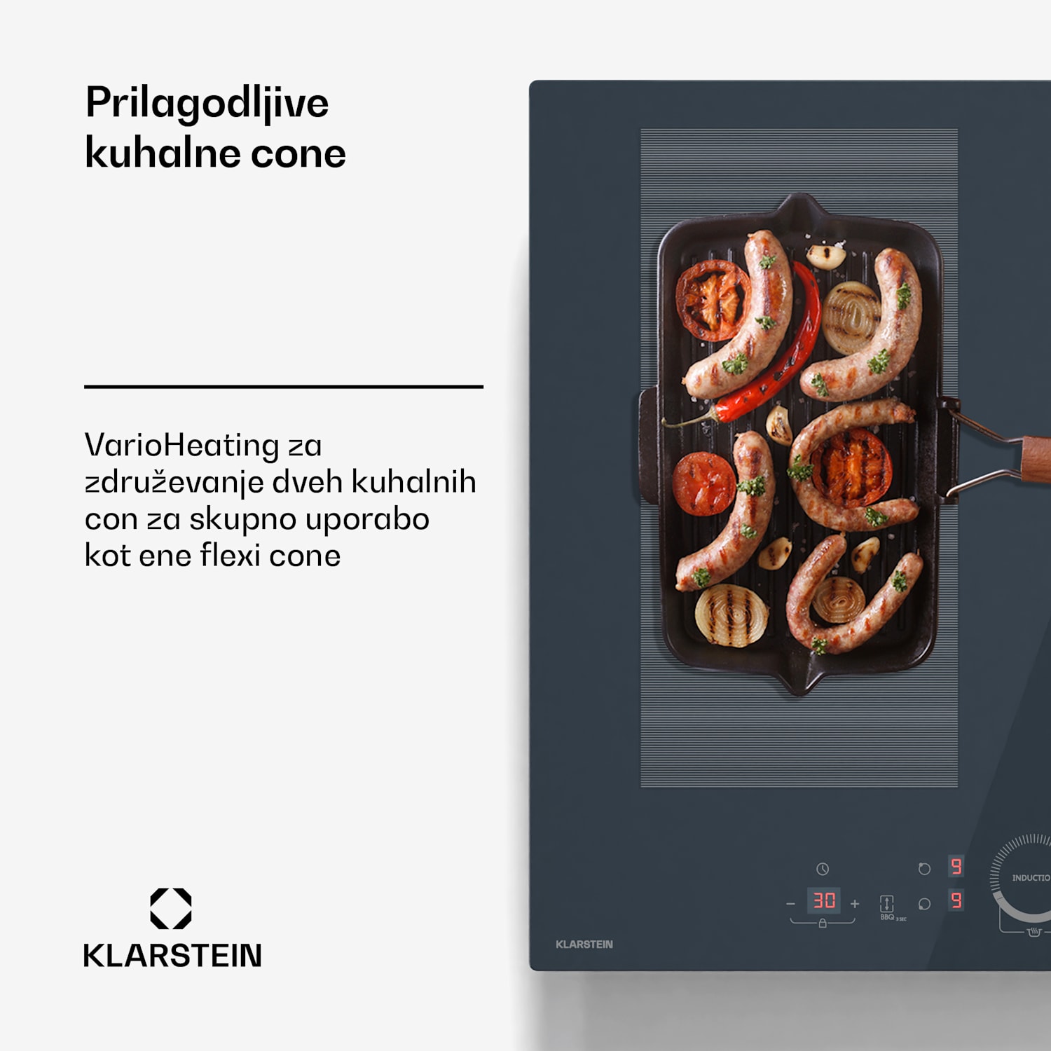 Delicatessa 60 Flex vgradna indukcijska kuhalna plošča, 7000 W, Flexi cona, Booster, Indukcija Flex | 60 cm | Antracit