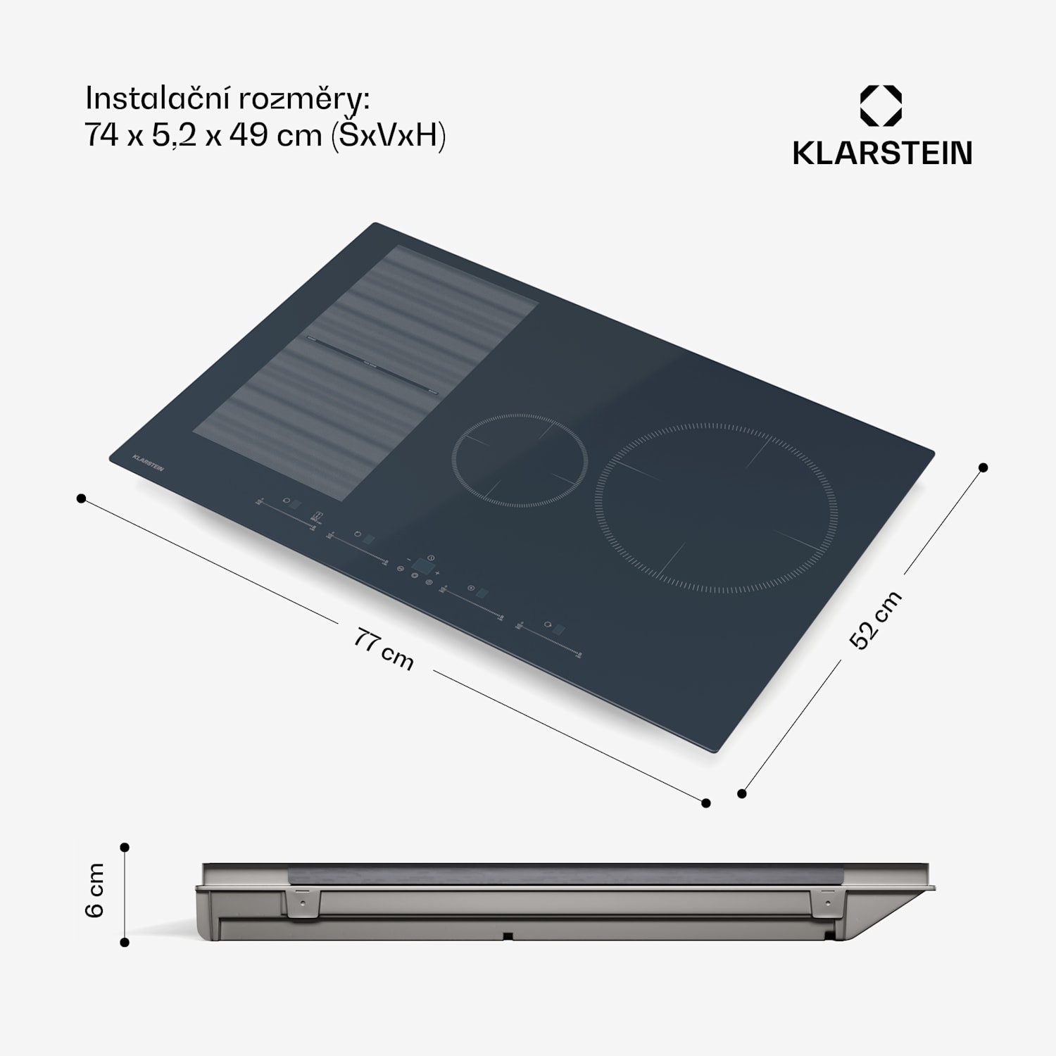 Delicatessa 77 Flex vestavná indukční varná deska, 7500 W, Flexi zóna, Booster, Indukce Flex | 77 cm | Antracit
