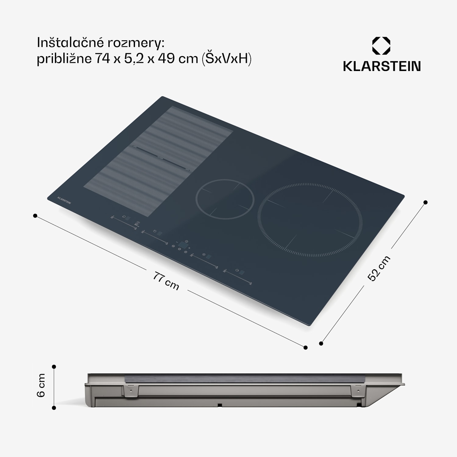 Delicatessa 77 Flex vstavaná indukčná varná doska, 7500 W, Flexi zóna, Booster, Indukcia Flex | 77 cm | Antracit