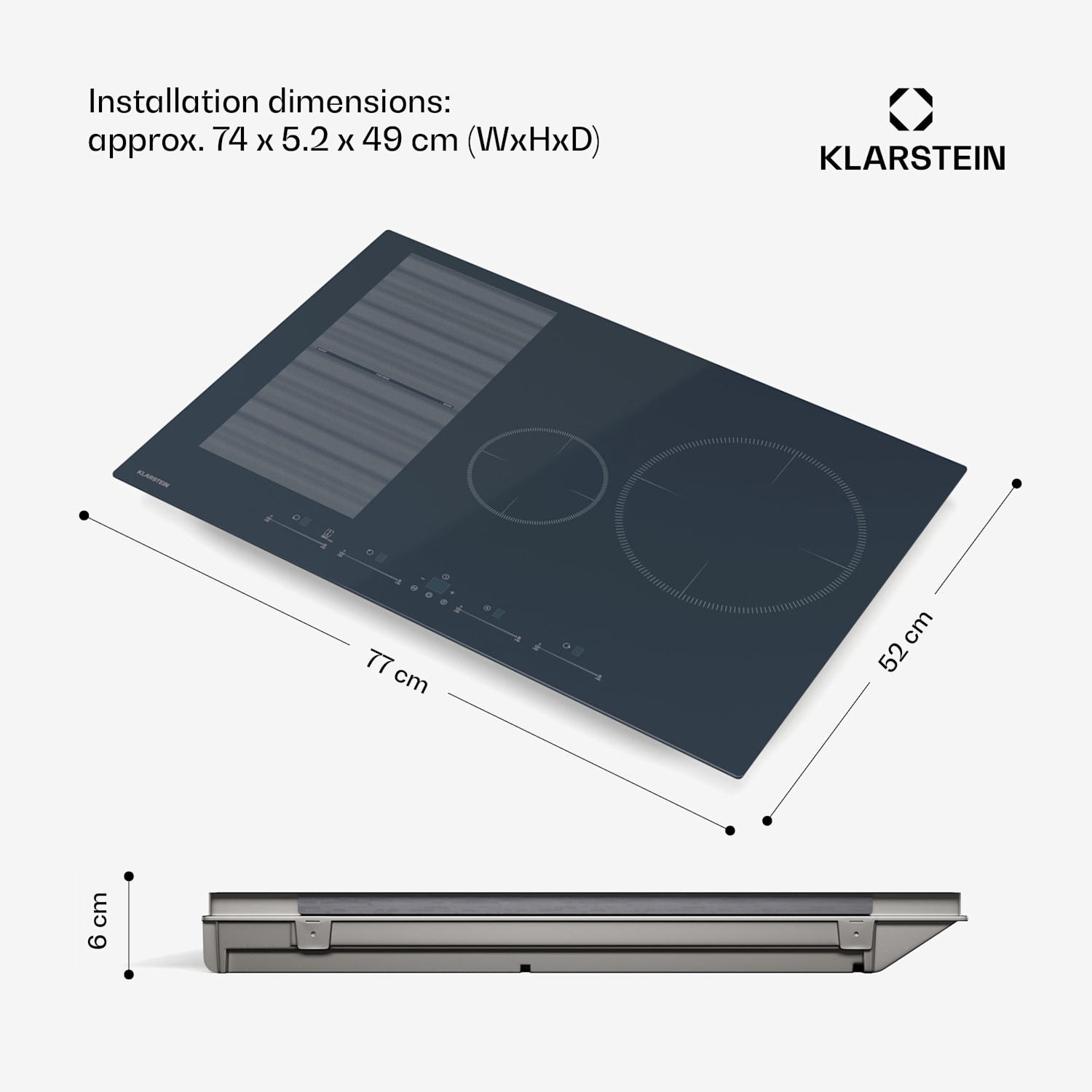 Delicatessa 77 Flex integroitava liesi | 7500 W | joustava alue | turbo | induktio Flex | 77 cm | Antrasiitti