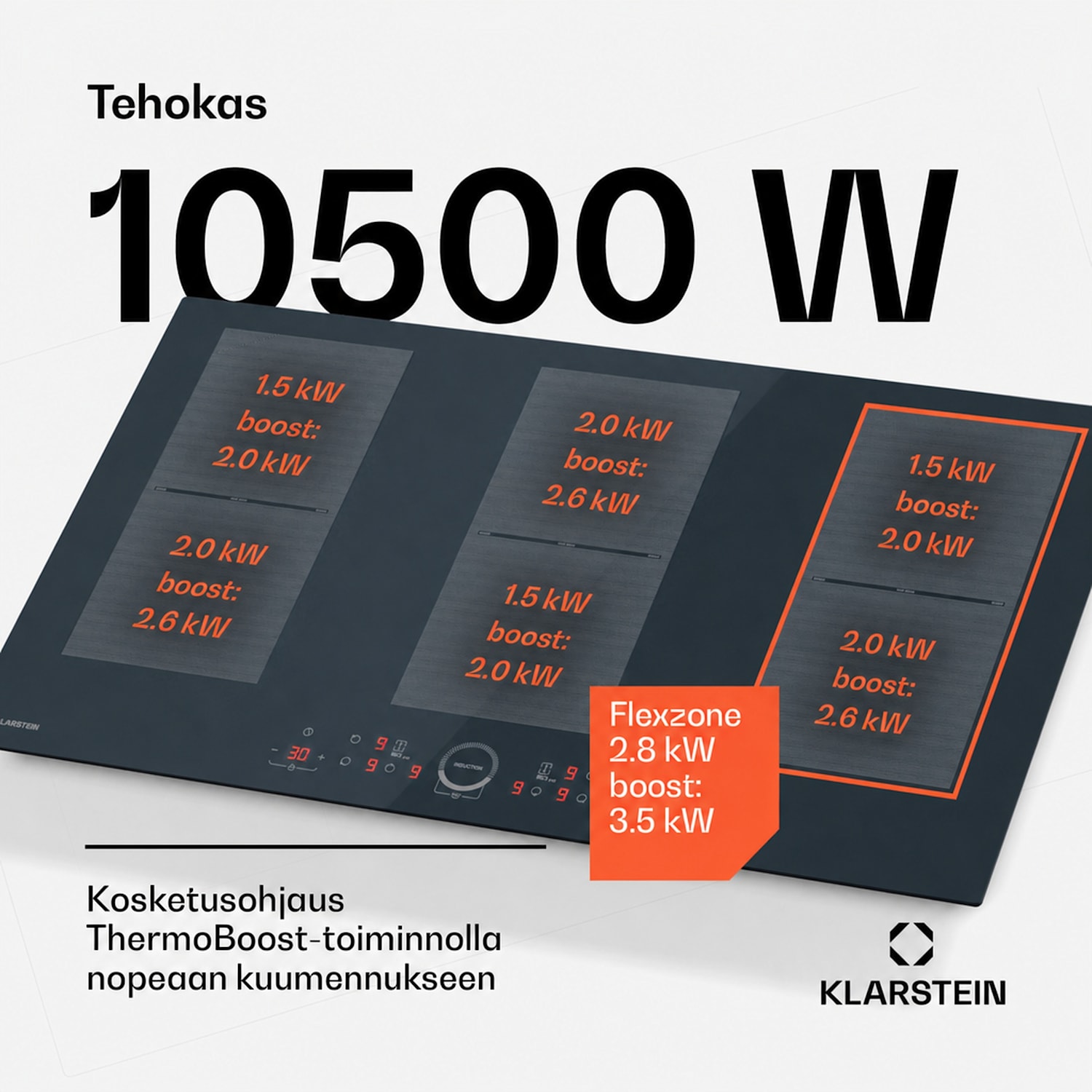 Delicatessa 90 Full Flex integroitava liesi | 7500 W | joustava alue | turbo | induktio 90 cm | 3 Joustoalue | Antrasiitti
