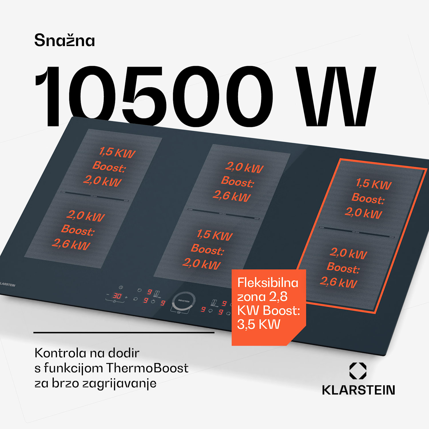 Delicatessa 90 Full Flex ugradbena indukcijska ploča, 7500 W, Flexi zona, Booster, Indukcija Full Flex | 90 cm | Antracit