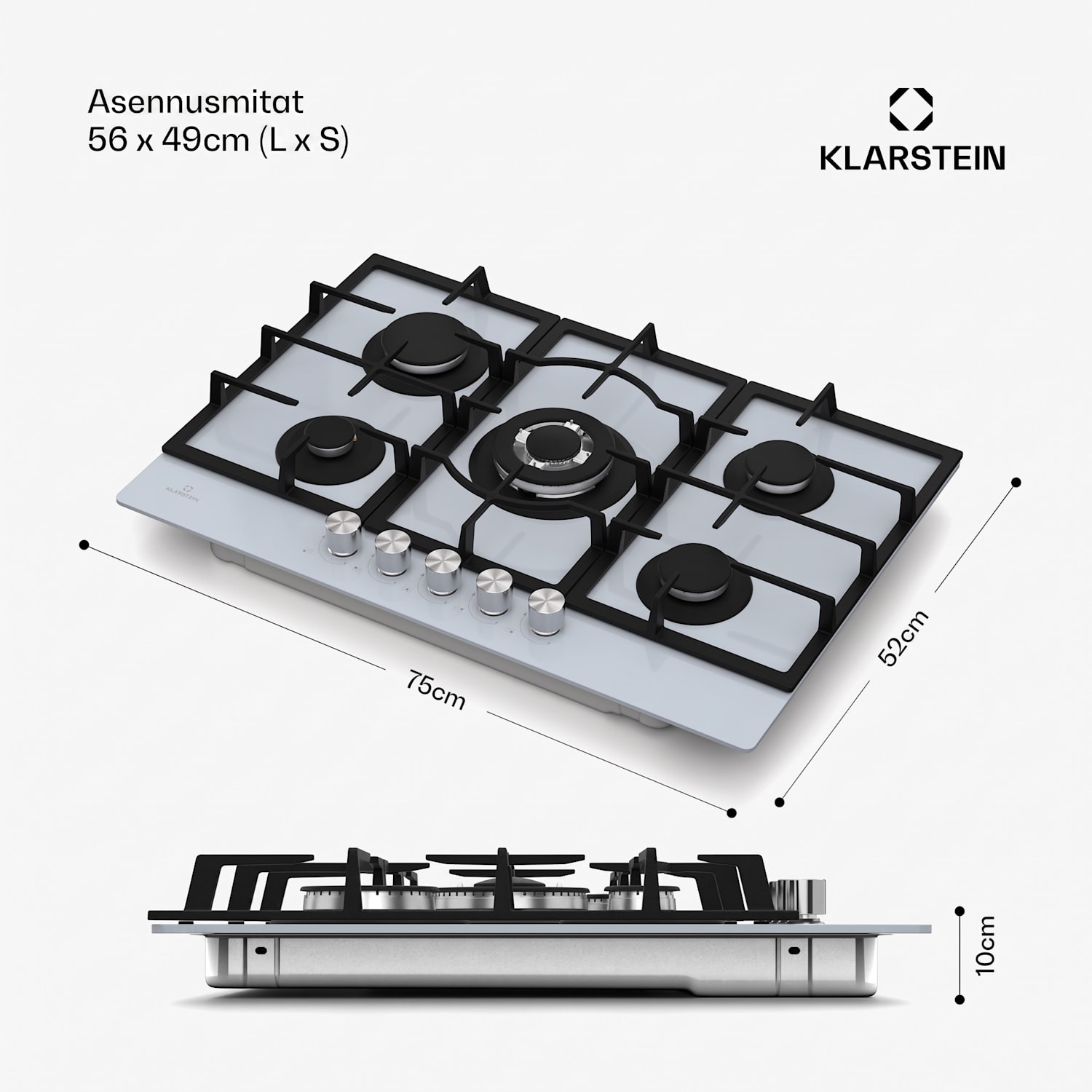 Ignito 5 alueen kaasukeittotaso | 5 poltinta | sähköinen sytytys | wok | neste- tai maakaasulle 75 cm | Valkoinen