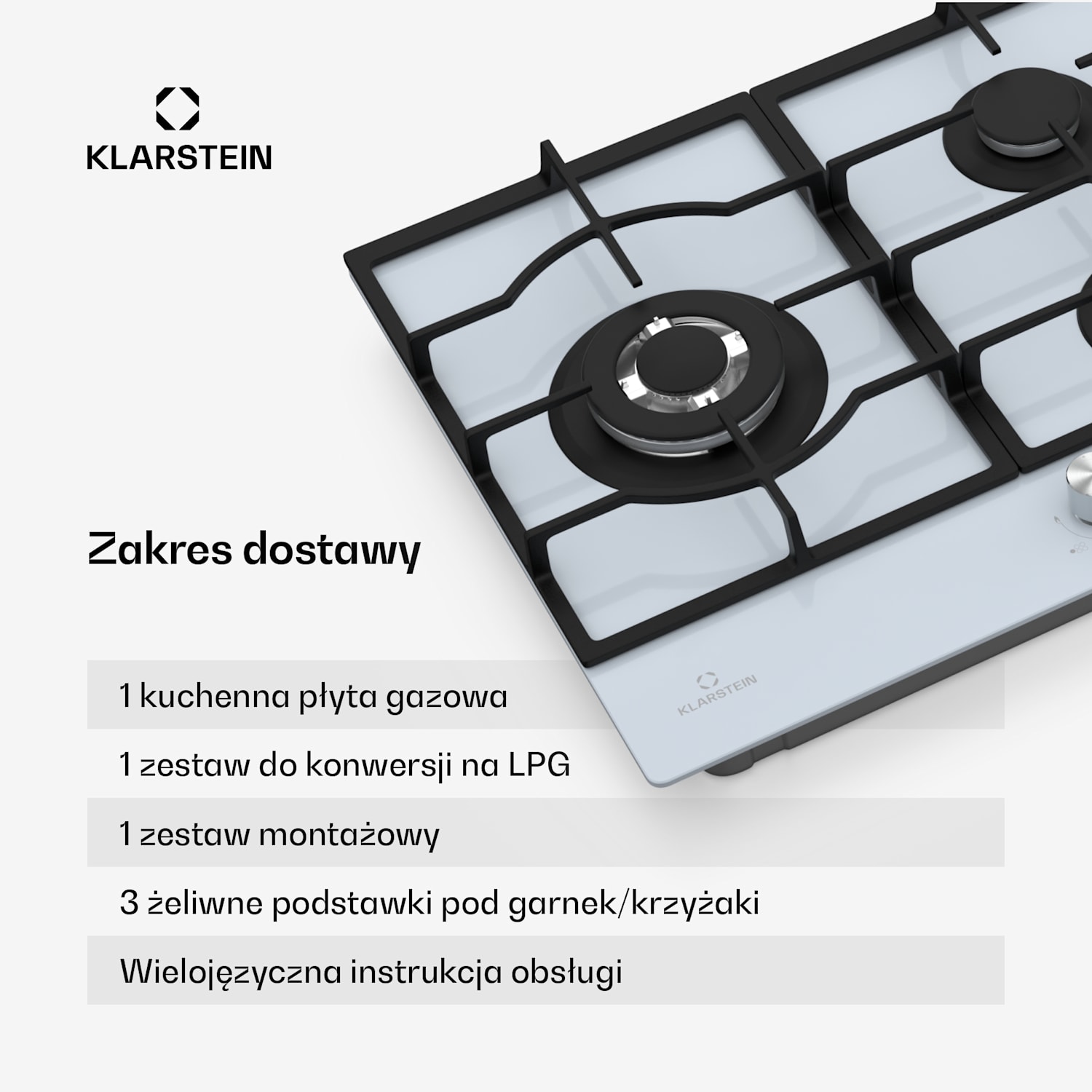 Ignito Chef Edition płyta gazowa, 5 palników, zapłon elektroniczny wok, gaz płynny lub ziemny 90 cm | Biały