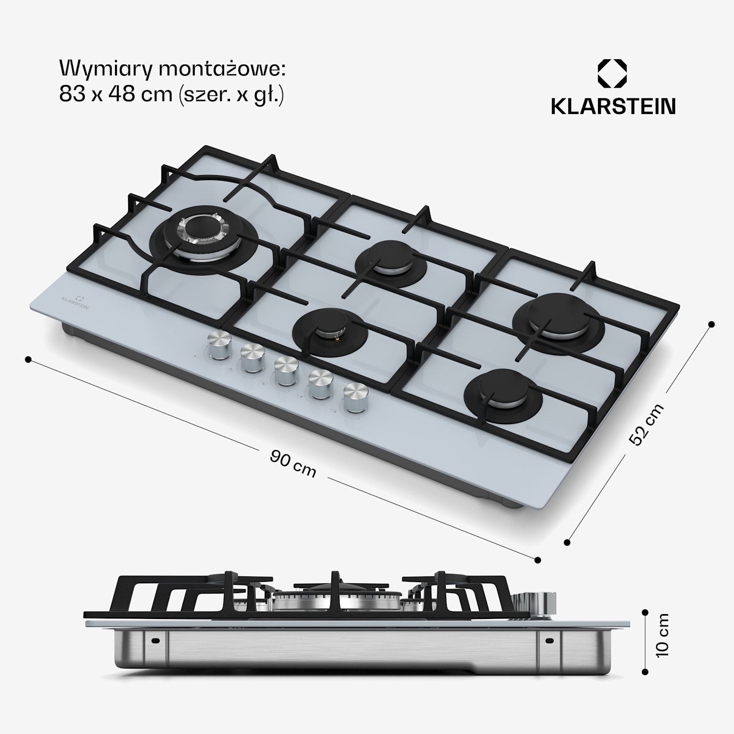 Ignito Chef Edition płyta gazowa, 5 palników, zapłon elektroniczny wok, gaz płynny lub ziemny 90 cm | Biały