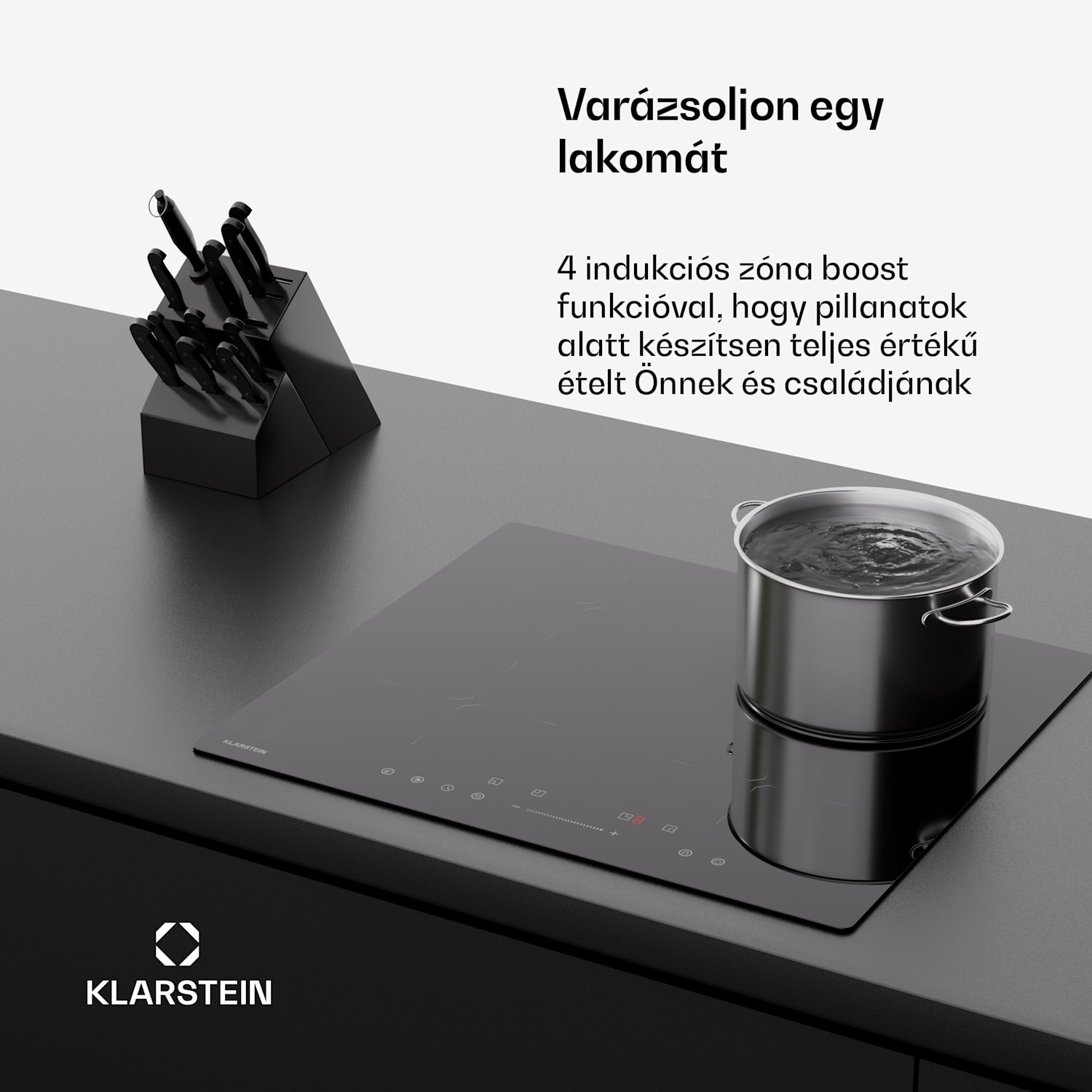 PowerGlide Indukciós főzőlap Fekete