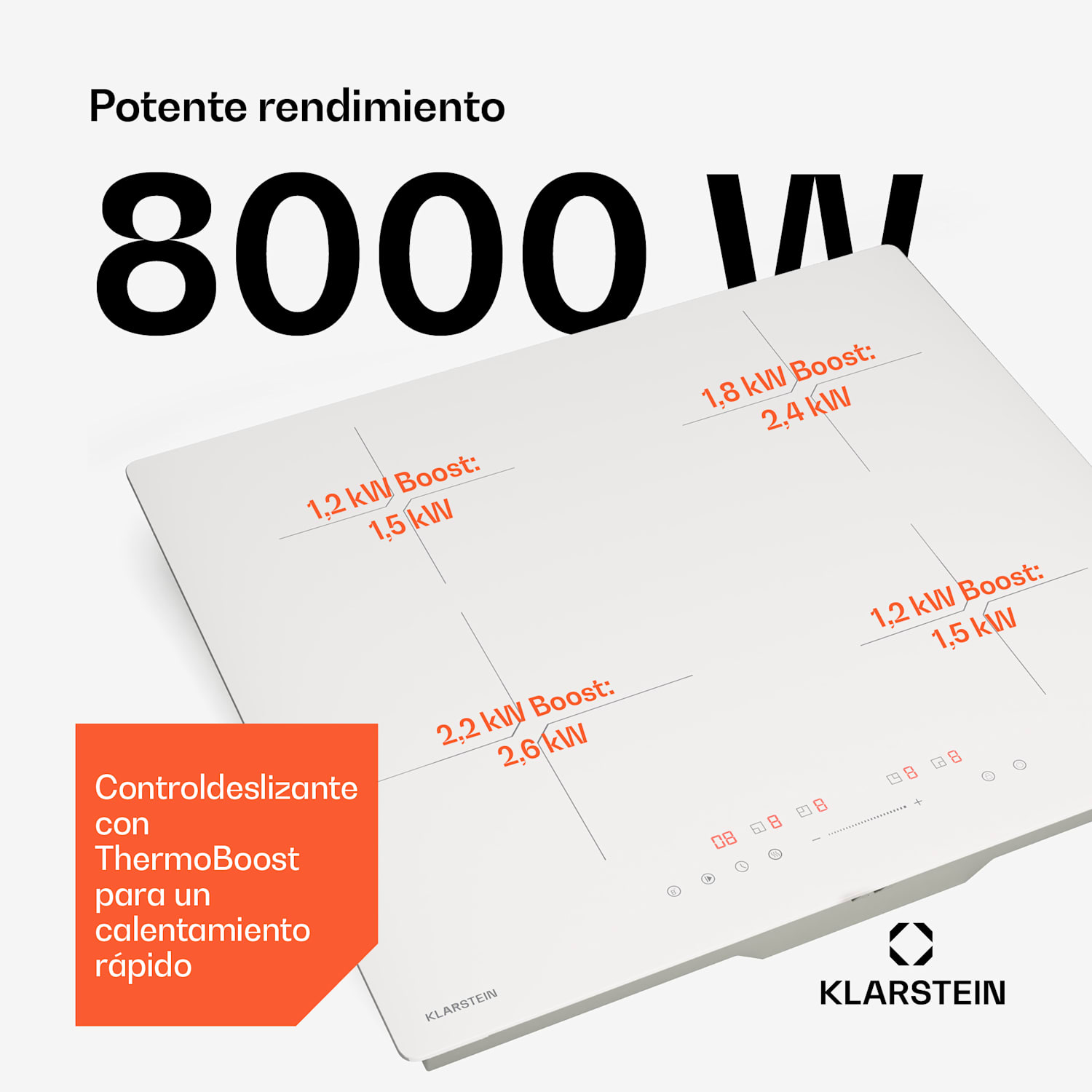 Placa de inducción PowerGlide Blanco