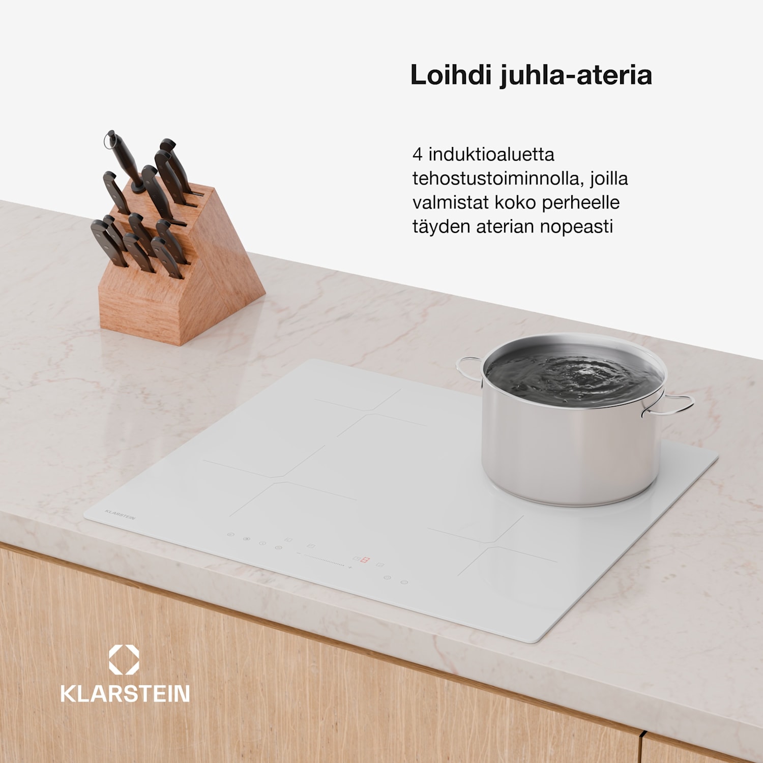 PowerGlide induktioliesitaso 60 cm | Kiiltävä | Valkoinen