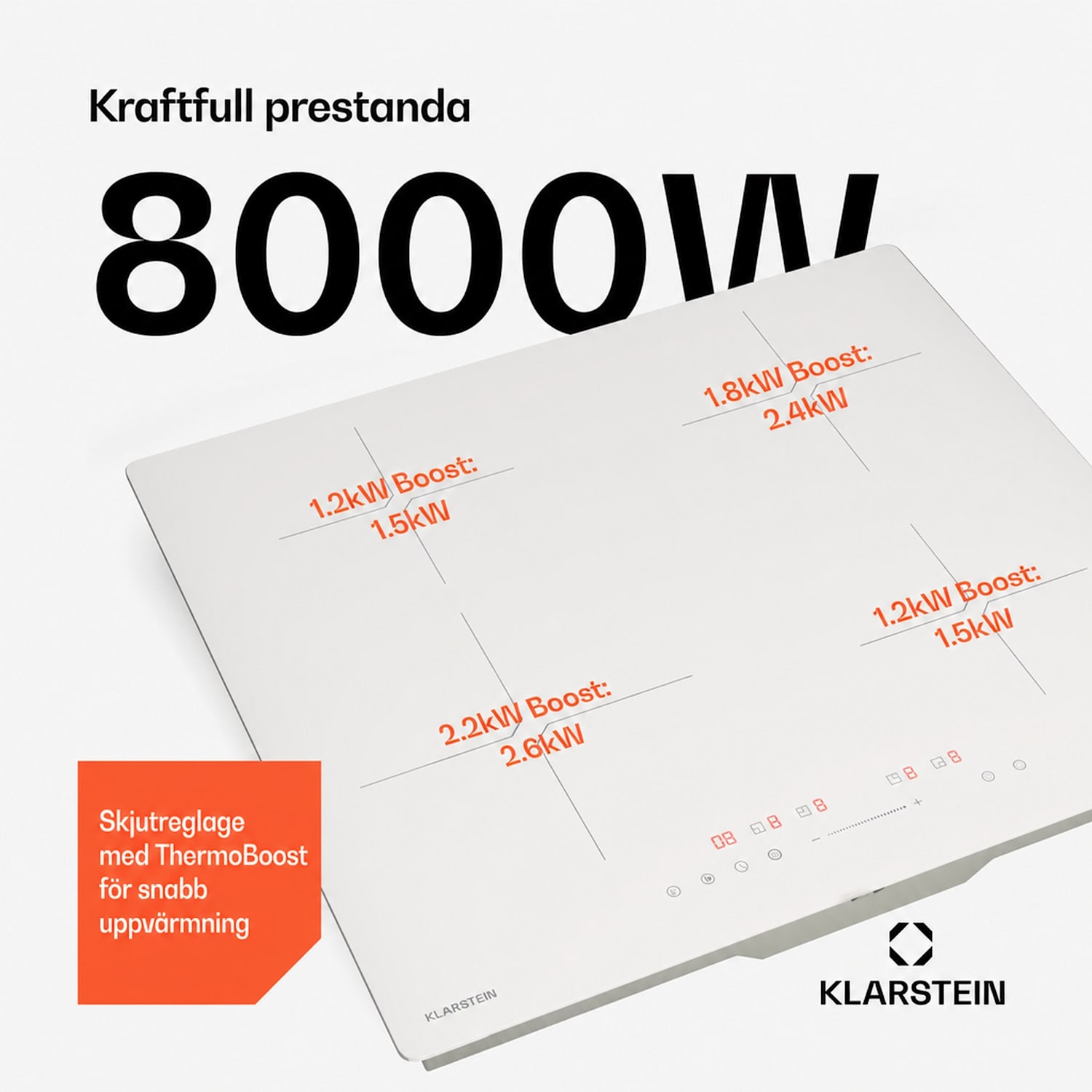 PowerGlide induktionshäll 60 cm | Glänsande | Vit